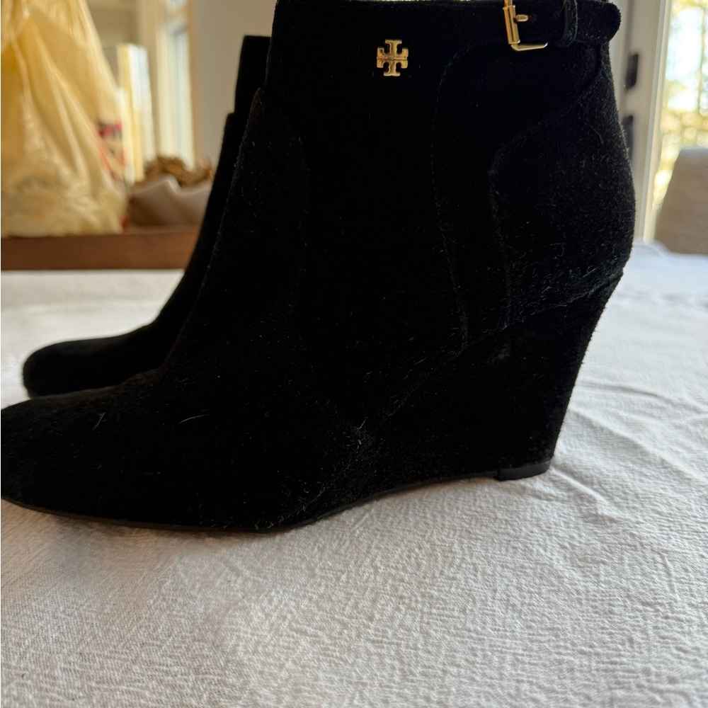 Tory Burch Suede Wedge Booties - worn twice. Perfect condition. Size 10